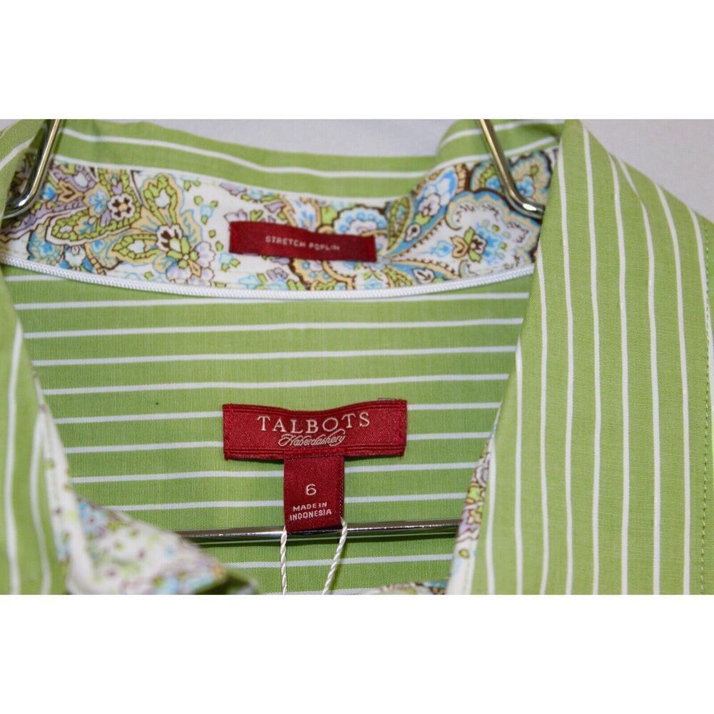 Talbots 6 Haberdashery Purple or Green Stripe Fitted Long Sleeved Blouse NWT $69 - Picture 5 of 7